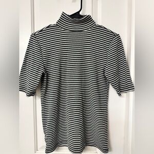 LOFT Grey and White Striped Knit Top